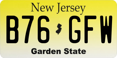 NJ license plate B76GFW