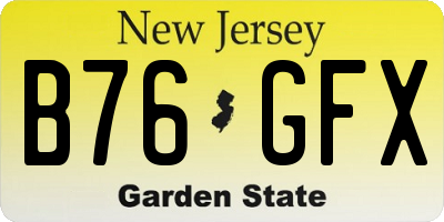 NJ license plate B76GFX