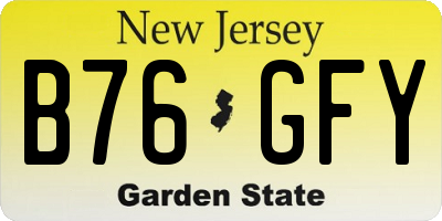 NJ license plate B76GFY