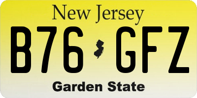 NJ license plate B76GFZ