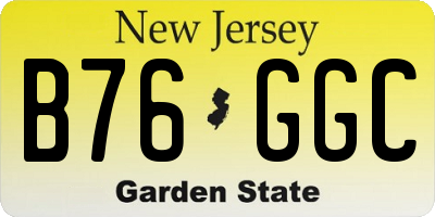 NJ license plate B76GGC