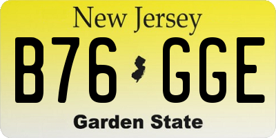 NJ license plate B76GGE