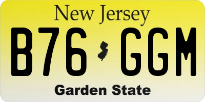 NJ license plate B76GGM