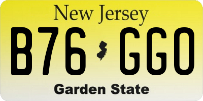 NJ license plate B76GGO