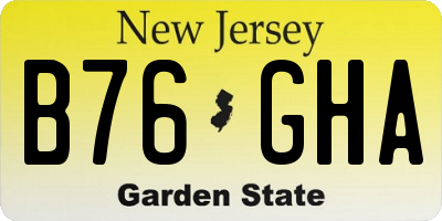 NJ license plate B76GHA