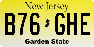 NJ license plate B76GHE