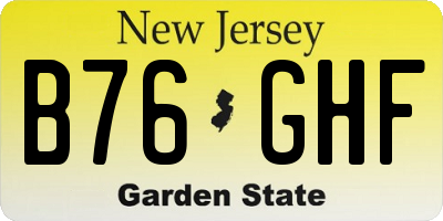 NJ license plate B76GHF