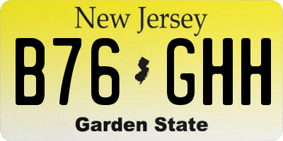 NJ license plate B76GHH