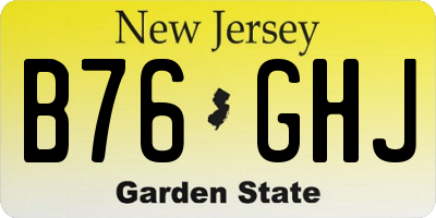 NJ license plate B76GHJ