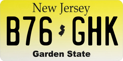 NJ license plate B76GHK