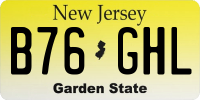 NJ license plate B76GHL