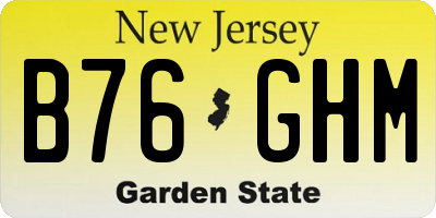 NJ license plate B76GHM