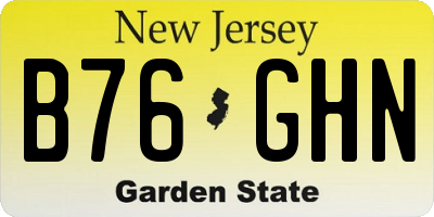 NJ license plate B76GHN