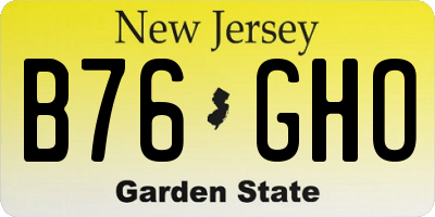 NJ license plate B76GHO