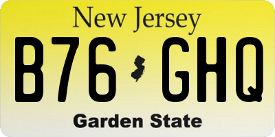 NJ license plate B76GHQ