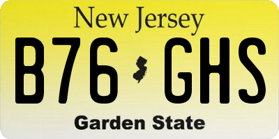 NJ license plate B76GHS