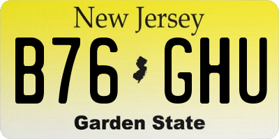NJ license plate B76GHU