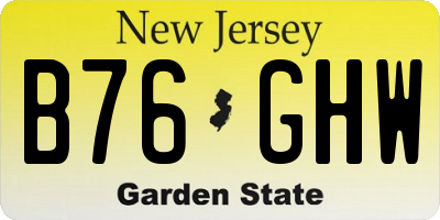 NJ license plate B76GHW