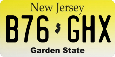 NJ license plate B76GHX