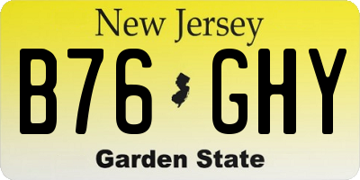 NJ license plate B76GHY