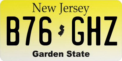 NJ license plate B76GHZ