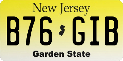 NJ license plate B76GIB