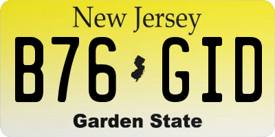 NJ license plate B76GID