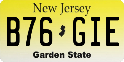 NJ license plate B76GIE