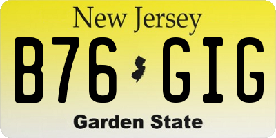 NJ license plate B76GIG