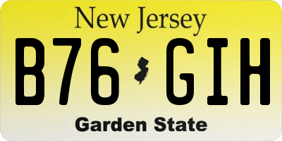 NJ license plate B76GIH