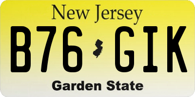 NJ license plate B76GIK