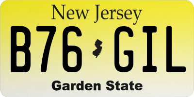 NJ license plate B76GIL