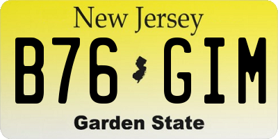 NJ license plate B76GIM