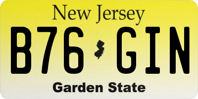 NJ license plate B76GIN