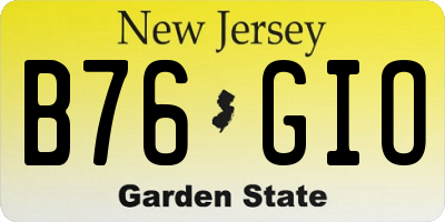 NJ license plate B76GIO