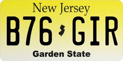 NJ license plate B76GIR