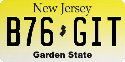 NJ license plate B76GIT