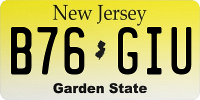 NJ license plate B76GIU