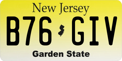 NJ license plate B76GIV