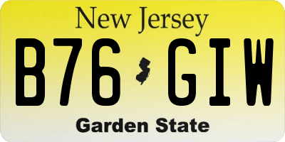 NJ license plate B76GIW