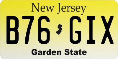 NJ license plate B76GIX