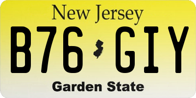 NJ license plate B76GIY