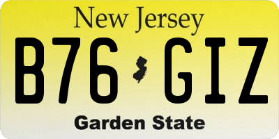 NJ license plate B76GIZ