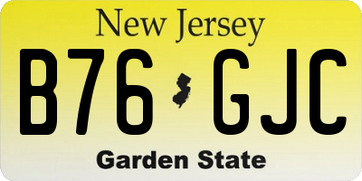 NJ license plate B76GJC