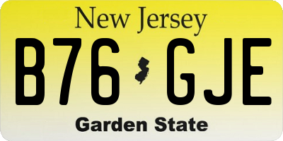 NJ license plate B76GJE