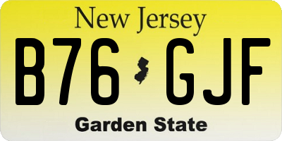NJ license plate B76GJF