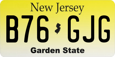 NJ license plate B76GJG