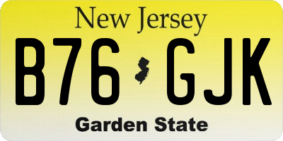 NJ license plate B76GJK