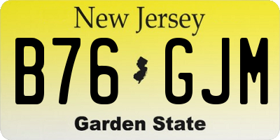 NJ license plate B76GJM