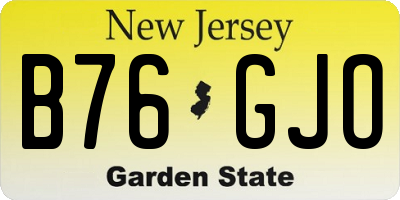 NJ license plate B76GJO